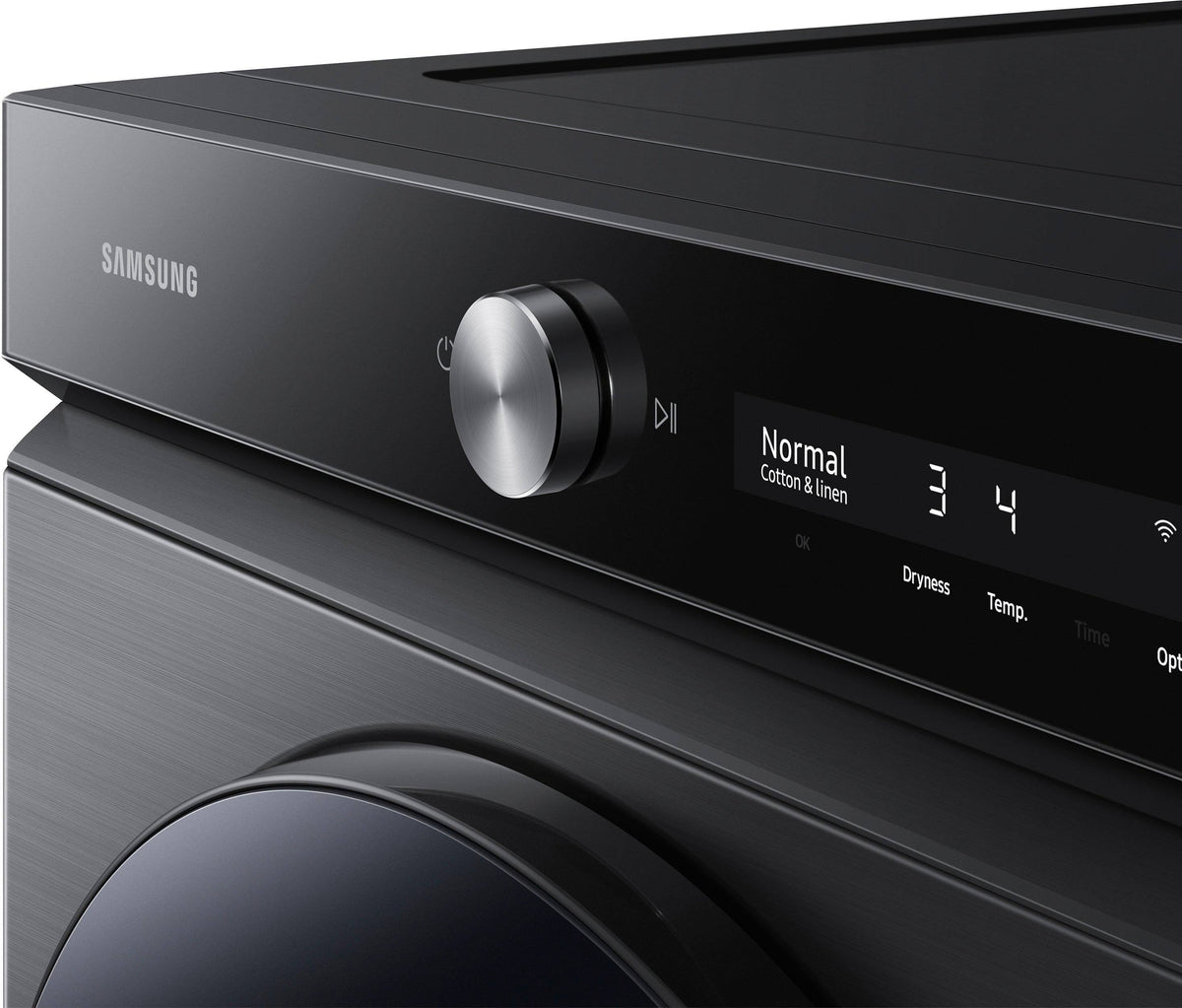 Samsung - BESPOKE 7.6 Cu. Ft. Stackable Smart Electric Dryer with Steam and Super Speed Dry - Brushed Black