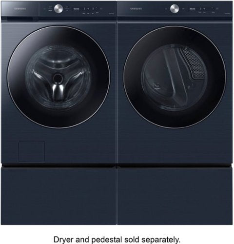 Samsung - BESPOKE 5.3 Cu. Ft. High-Efficiency Stackable Smart Front Load Washer with Steam and AI OptiWash - Brushed Navy