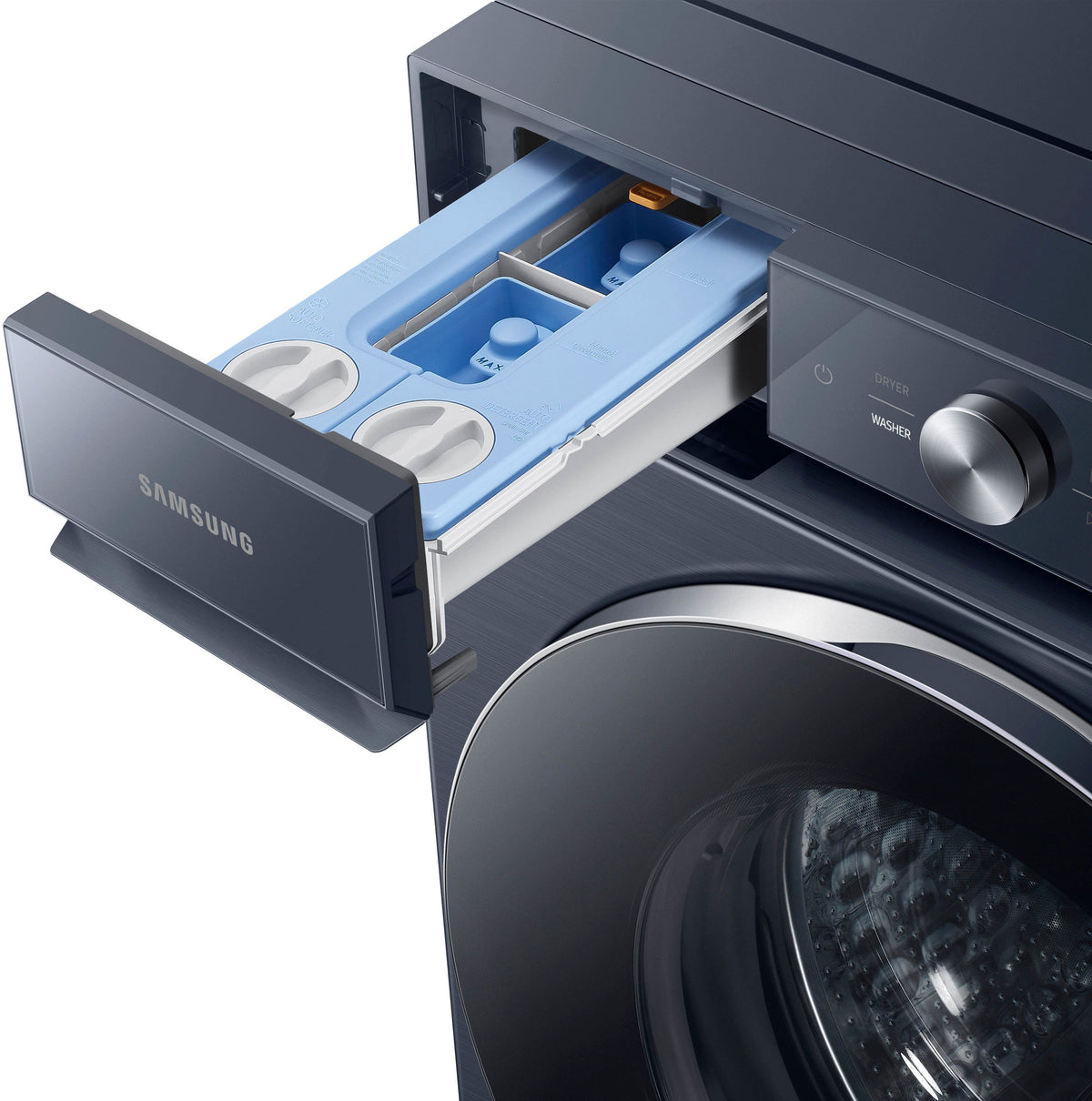 Samsung - BESPOKE 5.3 Cu. Ft. High-Efficiency Stackable Smart Front Load Washer with Steam and AI OptiWash - Brushed Navy