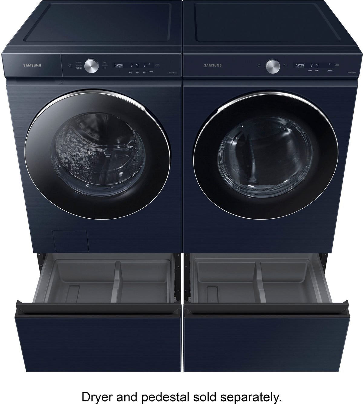 Samsung - BESPOKE 5.3 Cu. Ft. High-Efficiency Stackable Smart Front Load Washer with Steam and AI OptiWash - Brushed Navy