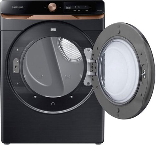 Samsung - 7.5 Cu. Ft. Stackable Smart Gas Dryer with Steam and Super Speed Dry - Brushed Black