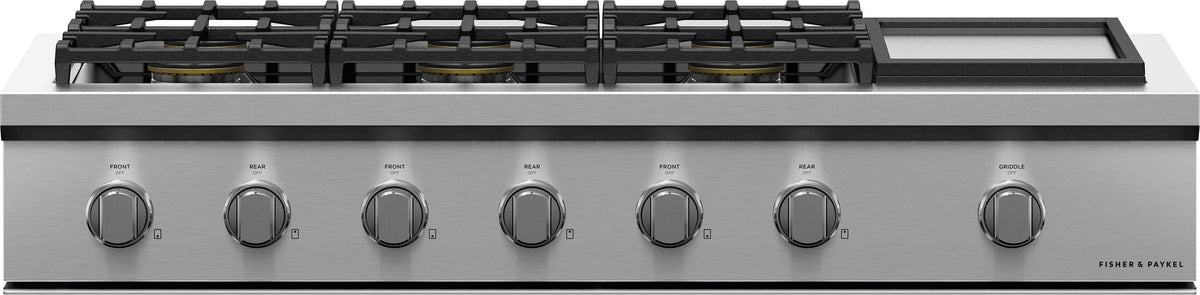 Fisher & Paykel - 48 in. Wide 6 Burner Professtional Drop-In Gas Cooktop with Griddle - Stainless Steel