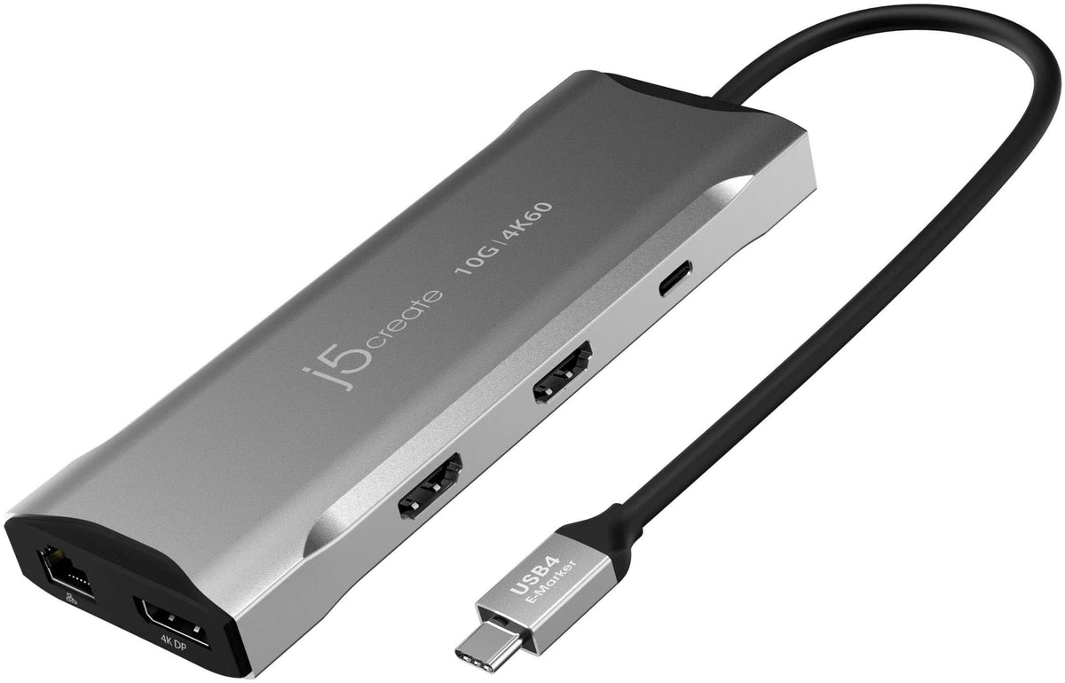 j5create - 4K60 Elite USB-C Triple-Monitor 10Gbps Mini Dock - Space Gray