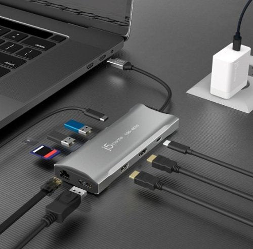 j5create - 4K60 Elite USB-C Triple-Monitor 10Gbps Mini Dock - Space Gray