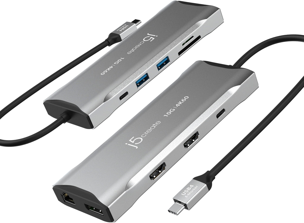 j5create - 4K60 Elite USB-C Triple-Monitor 10Gbps Mini Dock - Space Gray