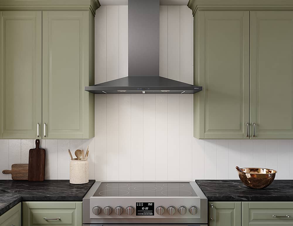 Zephyr - 36 inches - Convertible - Wall Range Hood - Black Stainless Steel