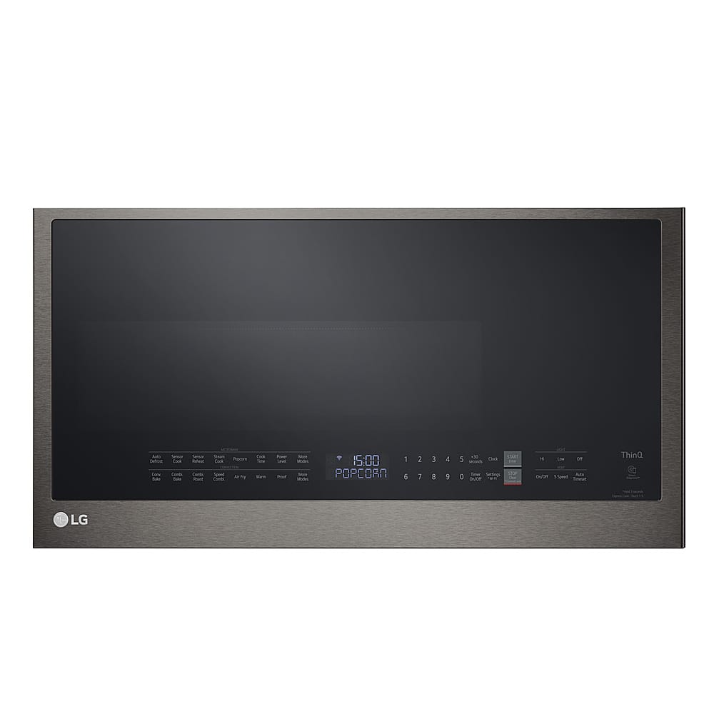 LG - 1.7 Cu. Ft. Convection Over-the-Range Smart Microwave with Sensor Cooking and Air Fry - Black Stainless Steel