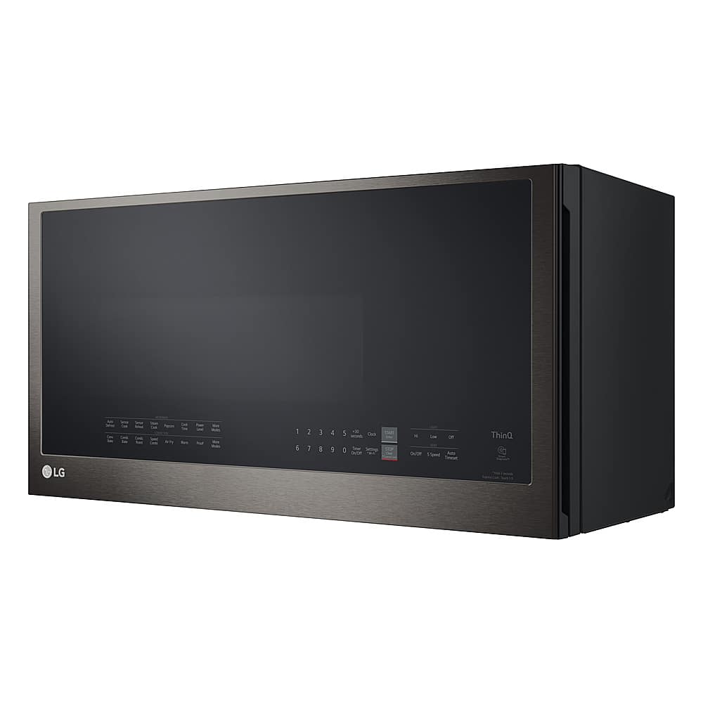 LG - 1.7 Cu. Ft. Convection Over-the-Range Smart Microwave with Sensor Cooking and Air Fry - Black Stainless Steel