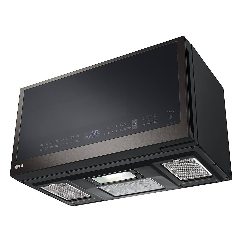 LG - 1.7 Cu. Ft. Convection Over-the-Range Smart Microwave with Sensor Cooking and Air Fry - Black Stainless Steel
