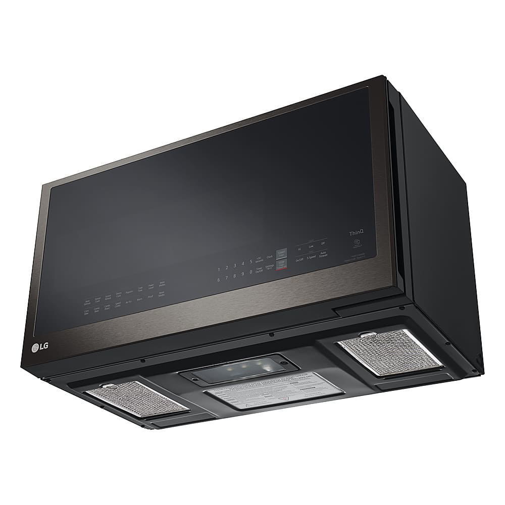 LG - 1.7 Cu. Ft. Convection Over-the-Range Smart Microwave with Sensor Cooking and Air Fry - Black Stainless Steel