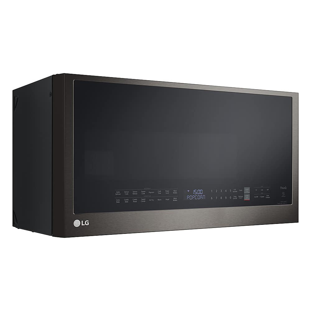 LG - 1.7 Cu. Ft. Convection Over-the-Range Smart Microwave with Sensor Cooking and Air Fry - Black Stainless Steel