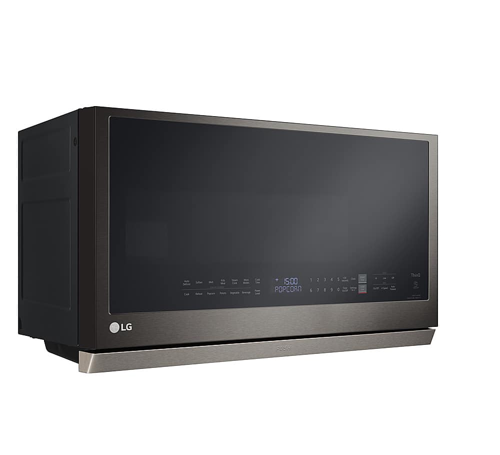 LG - 2.1 Cu. Ft. Over-the-Range Smart Microwave with Sensor Cooking and ExtendaVent 2.0 - Black Stainless Steel