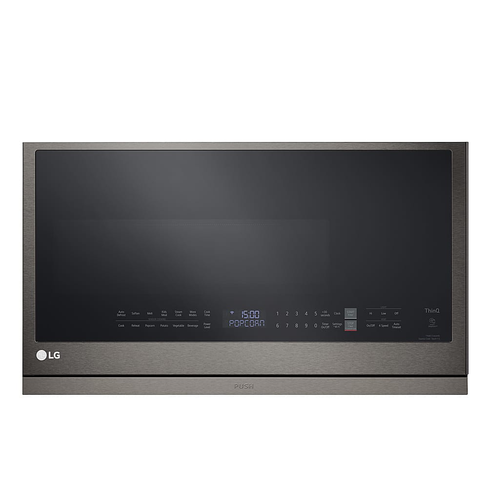 LG - 2.1 Cu. Ft. Over-the-Range Smart Microwave with Sensor Cooking and ExtendaVent 2.0 - Black Stainless Steel