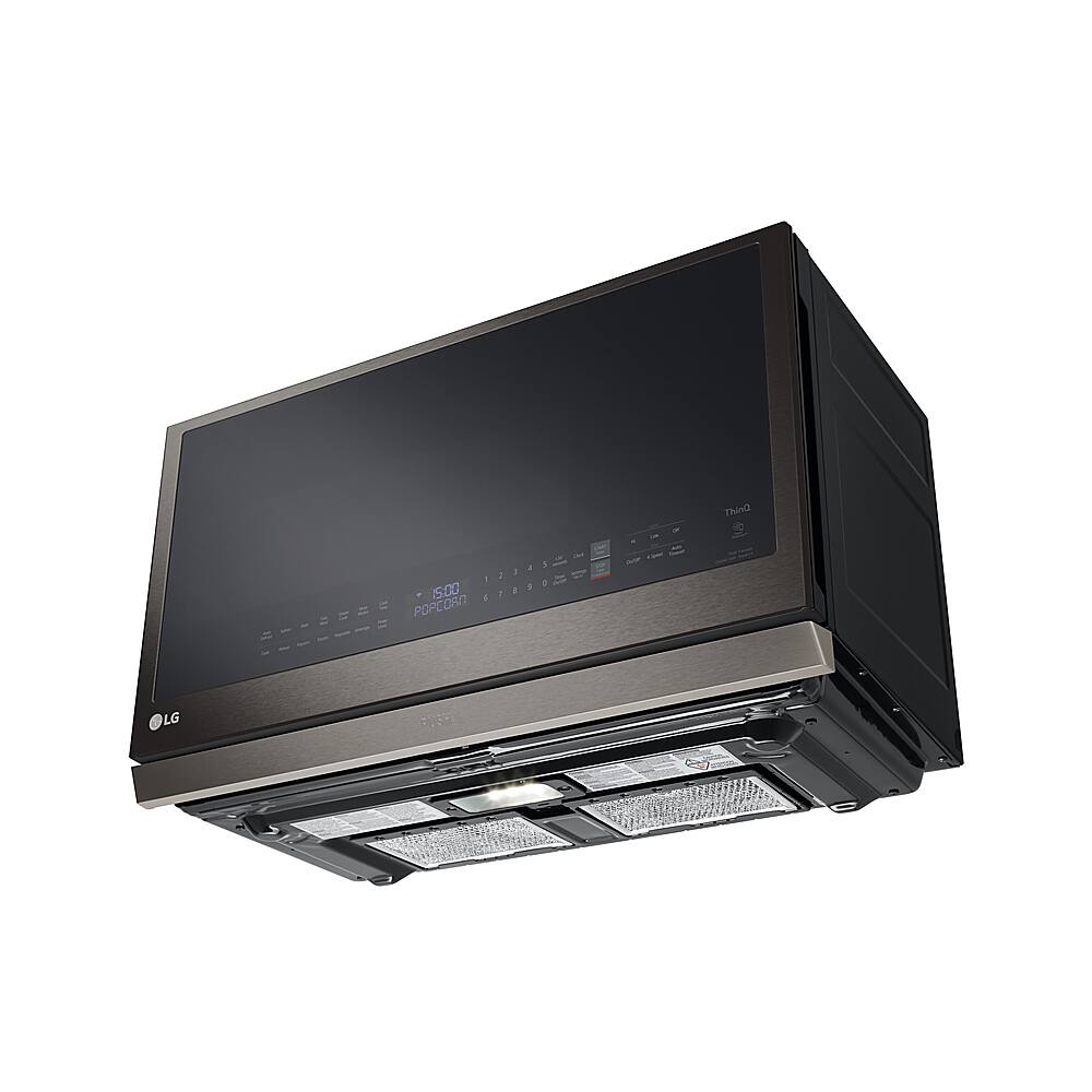LG - 2.1 Cu. Ft. Over-the-Range Smart Microwave with Sensor Cooking and ExtendaVent 2.0 - Black Stainless Steel