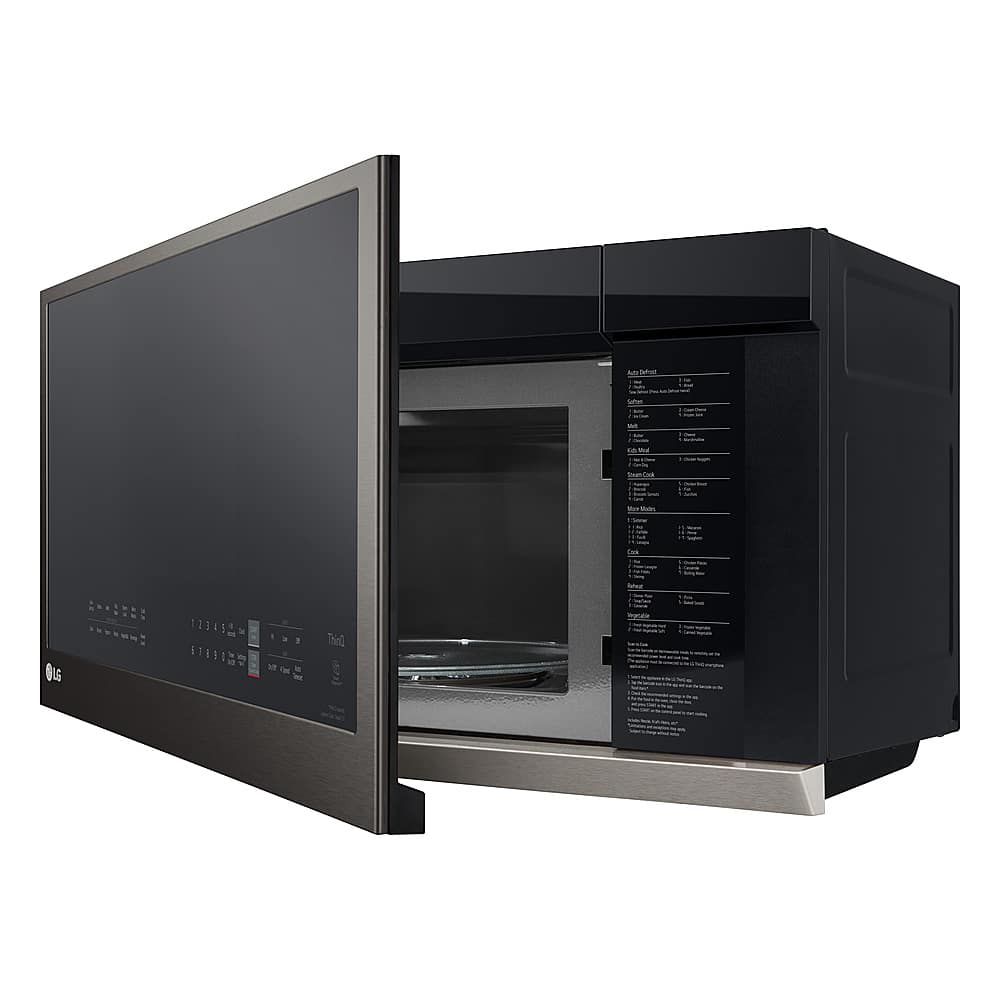 LG - 2.1 Cu. Ft. Over-the-Range Smart Microwave with Sensor Cooking and ExtendaVent 2.0 - Black Stainless Steel