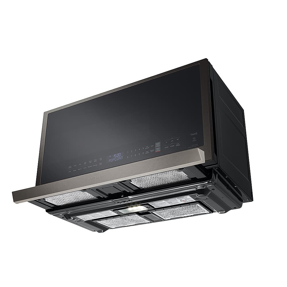 LG - 2.1 Cu. Ft. Over-the-Range Smart Microwave with Sensor Cooking and ExtendaVent 2.0 - Black Stainless Steel