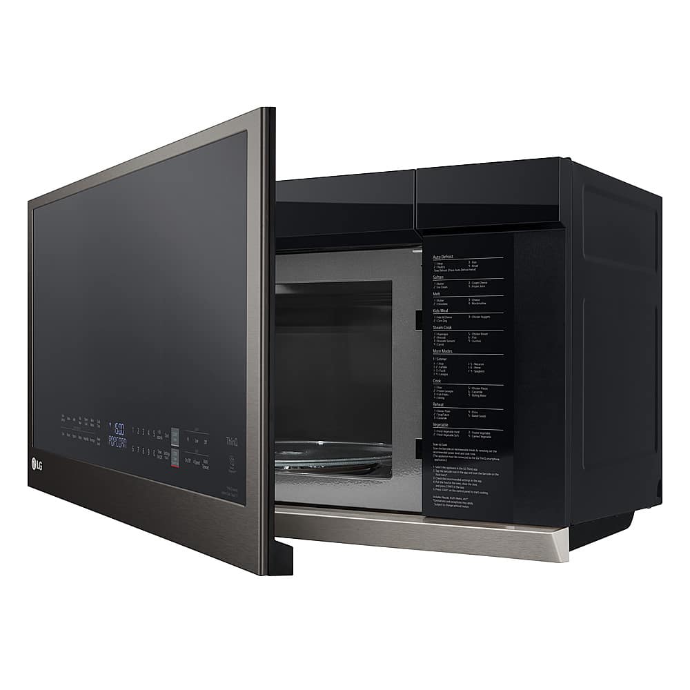 LG - 2.1 Cu. Ft. Over-the-Range Smart Microwave with Sensor Cooking and ExtendaVent 2.0 - Black Stainless Steel