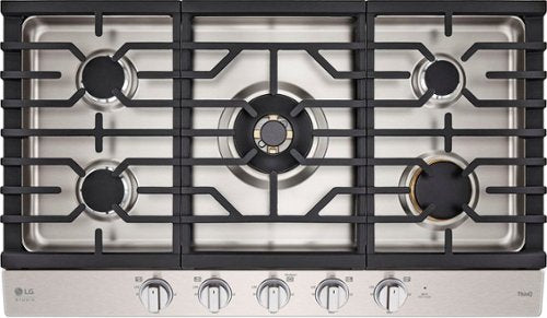 LG - STUDIO 36” Built-In Smart Gas Cooktop with 5 Burners and Griddle - Stainless Steel