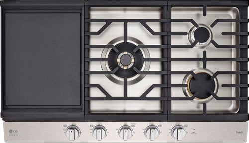 LG - STUDIO 36” Built-In Smart Gas Cooktop with 5 Burners and Griddle - Stainless Steel