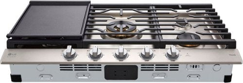 LG - STUDIO 36” Built-In Smart Gas Cooktop with 5 Burners and Griddle - Stainless Steel