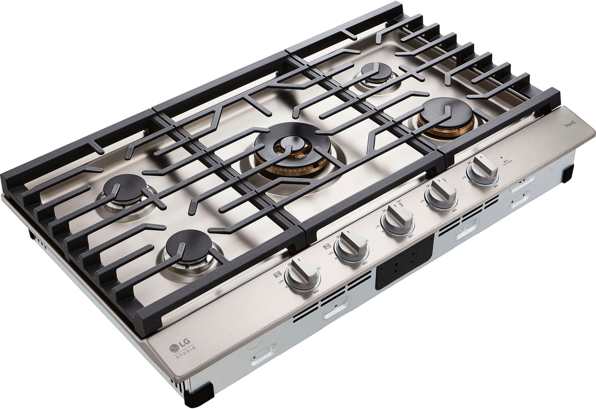 LG - STUDIO 36” Built-In Smart Gas Cooktop with 5 Burners and Griddle - Stainless Steel