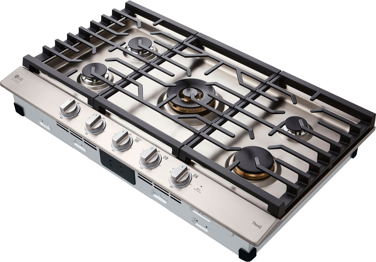 LG - STUDIO 36” Built-In Smart Gas Cooktop with 5 Burners and Griddle - Stainless Steel