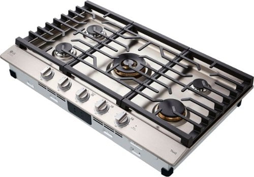 LG - STUDIO 36” Built-In Smart Gas Cooktop with 5 Burners and Griddle - Stainless Steel