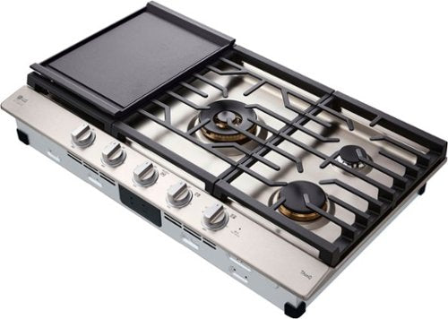 LG - STUDIO 36” Built-In Smart Gas Cooktop with 5 Burners and Griddle - Stainless Steel