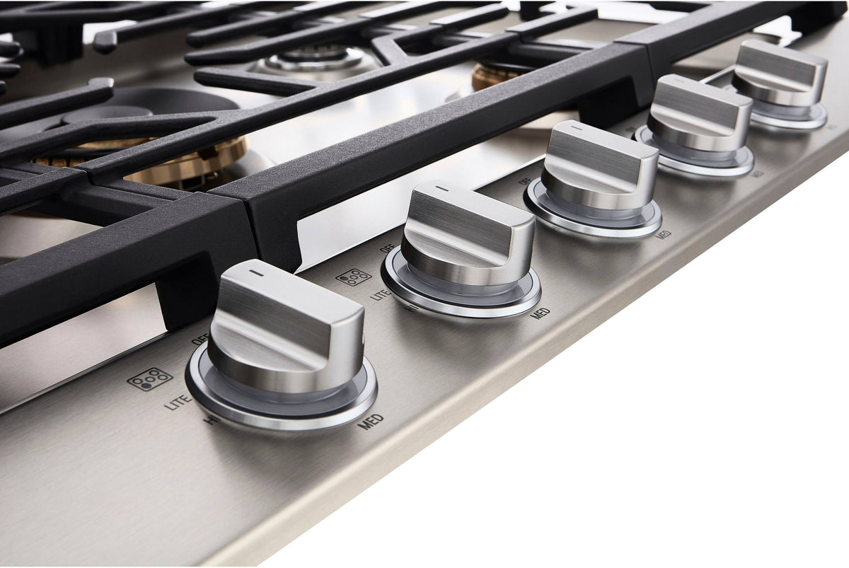 LG - STUDIO 36” Built-In Smart Gas Cooktop with 5 Burners and Griddle - Stainless Steel