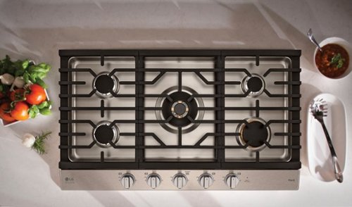 LG - STUDIO 36” Built-In Smart Gas Cooktop with 5 Burners and Griddle - Stainless Steel