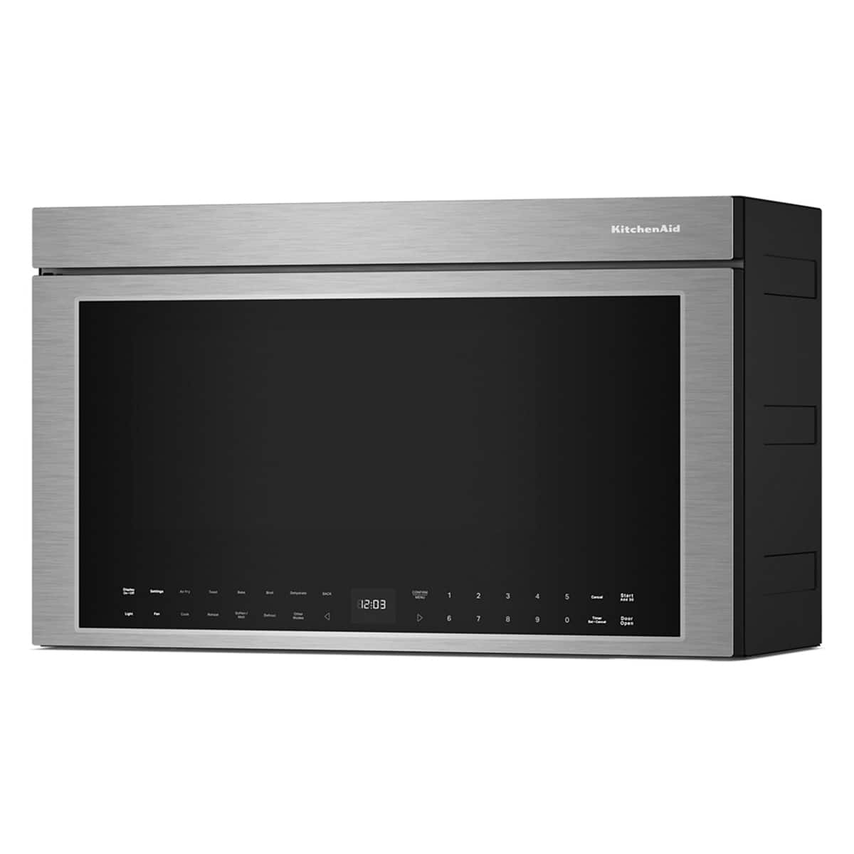 KitchenAid - 1.1 Cu. Ft. Convection Flush Built-In Over-the-Range Smart Microwave with Sensor Cooking and Air Fry Mode - Stainless Steel