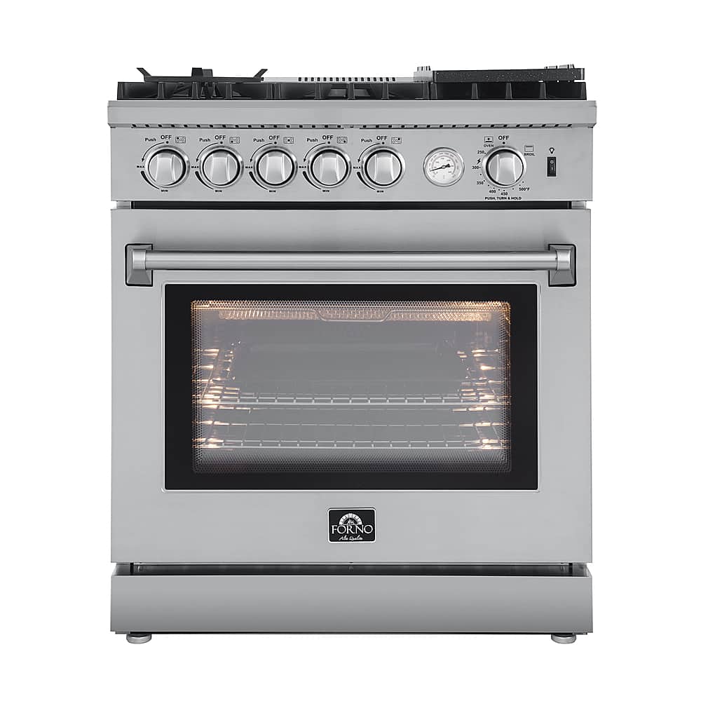 Forno Appliances - 30 in. Wide 5 Burner Lazio Alta Qualita 4.32 Cu. Ft. Freestanding Gas Range with Convection - Stainless Steel