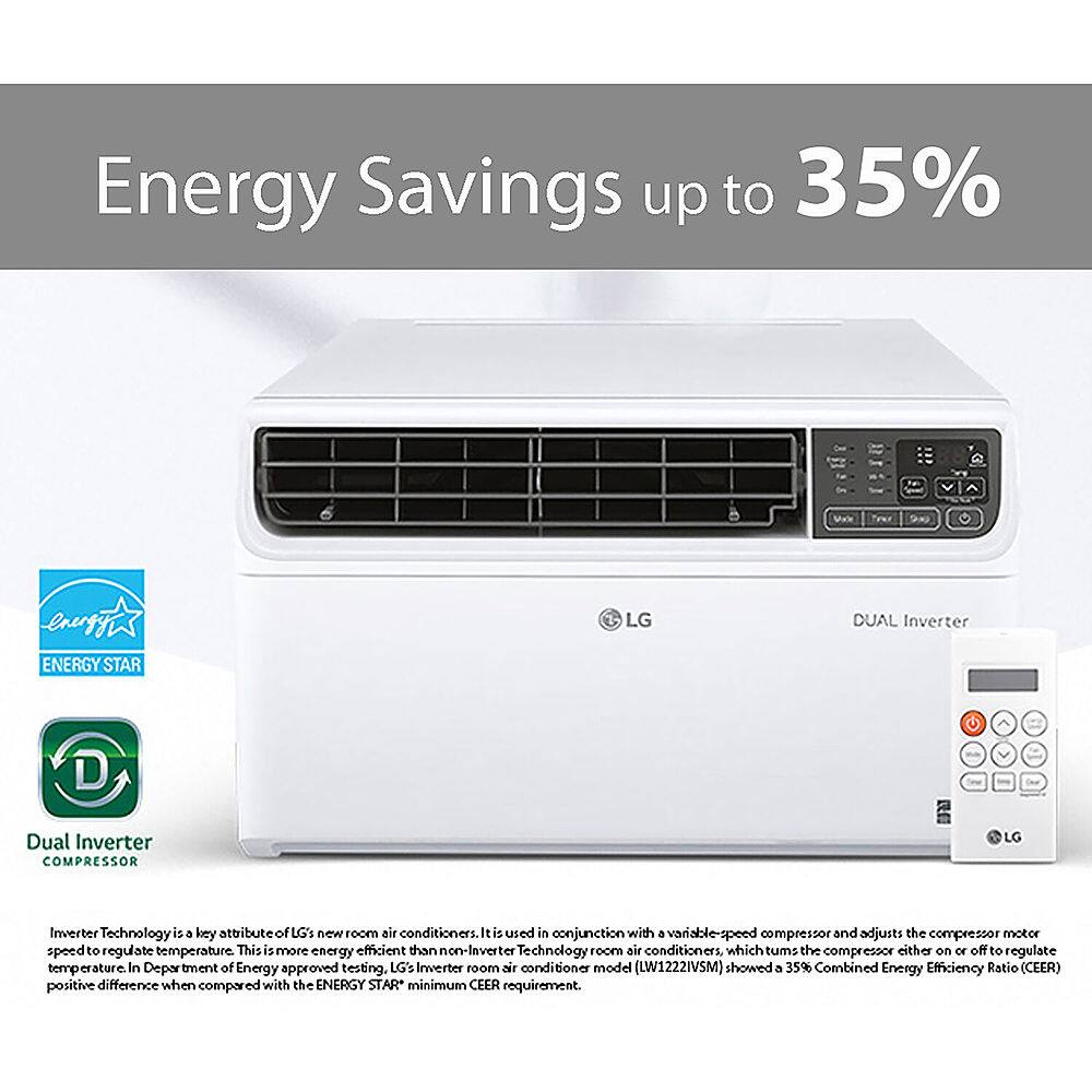 LG - 550 Sq. Ft. 12,000 BTU Smart Inverter Window Air Conditioner - White