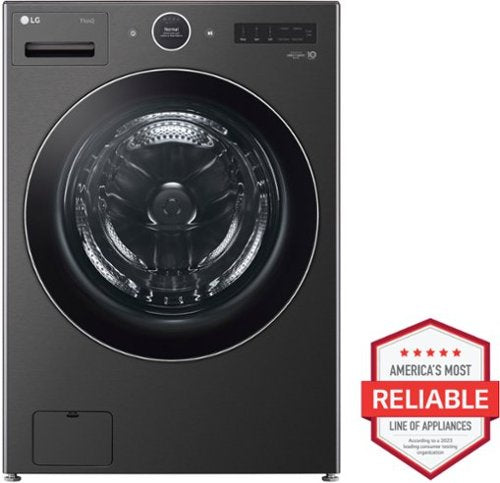 LG - 5.0 Cu. Ft. High-Efficiency Stackable Smart Front Load Washer with Steam and TurboWash 360 - Black Steel