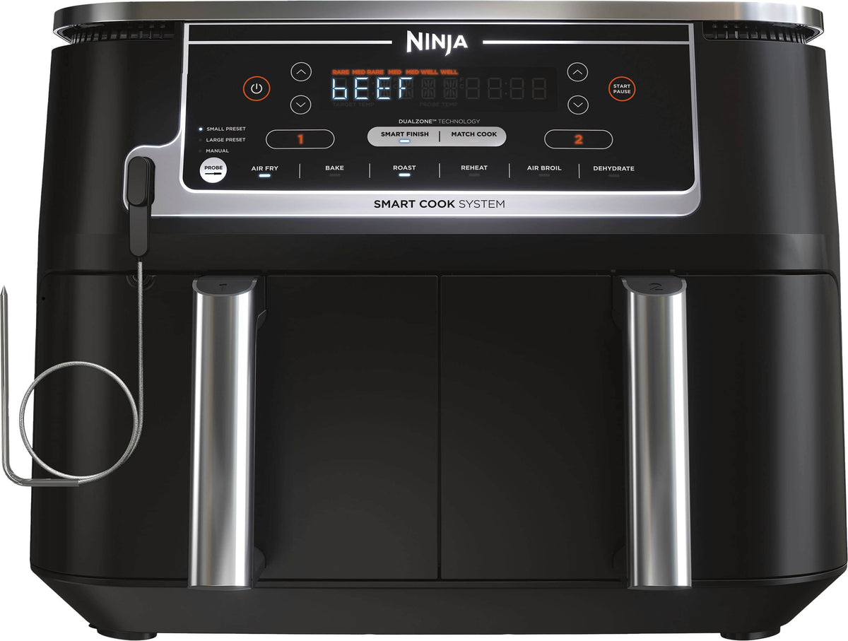 Ninja - Foodi 6-in-1 10-qt. XL 2-Basket Air Fryer with DualZone Technology & Smart Cook System - Black
