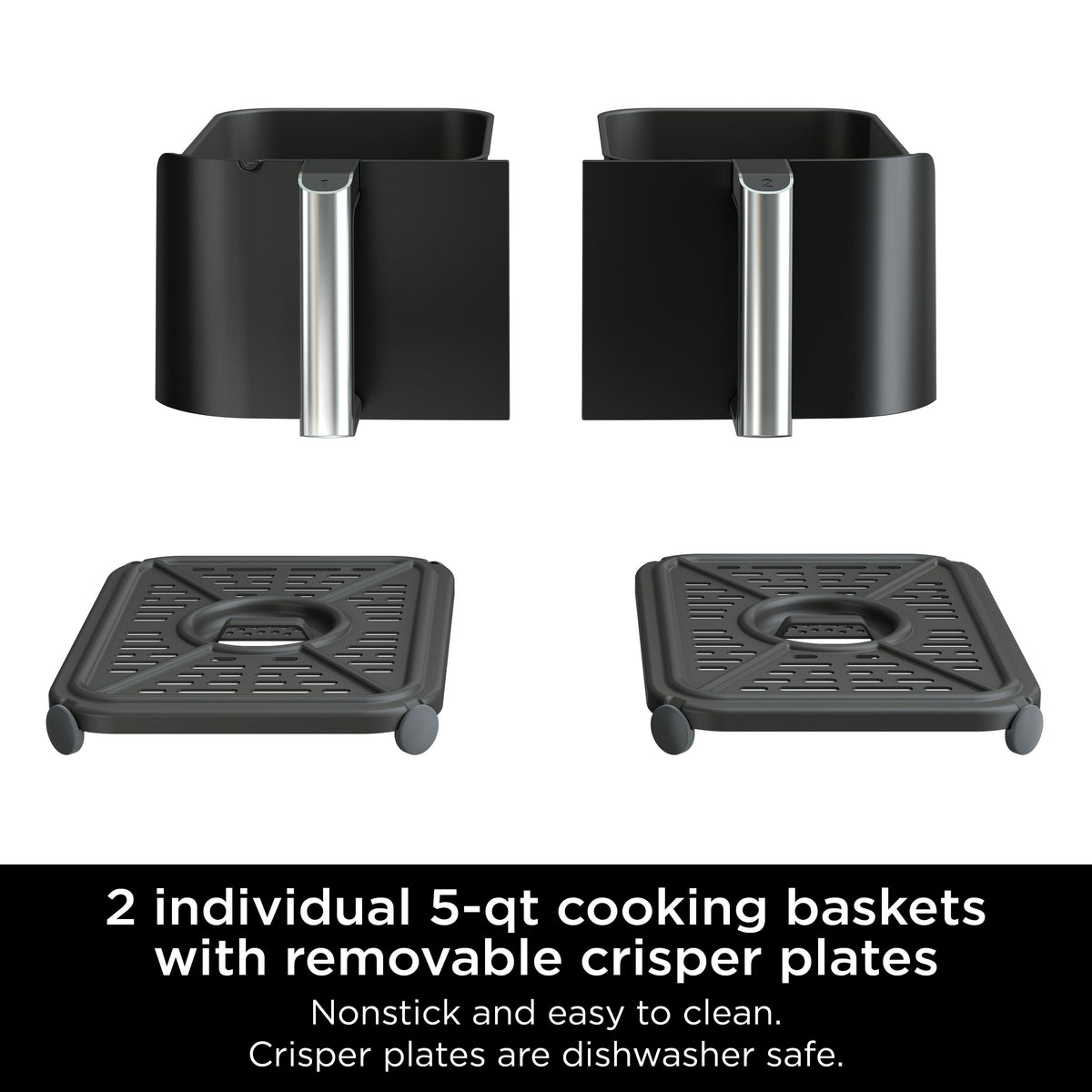 Ninja - Foodi 6-in-1 10-qt. XL 2-Basket Air Fryer with DualZone Technology & Smart Cook System - Black