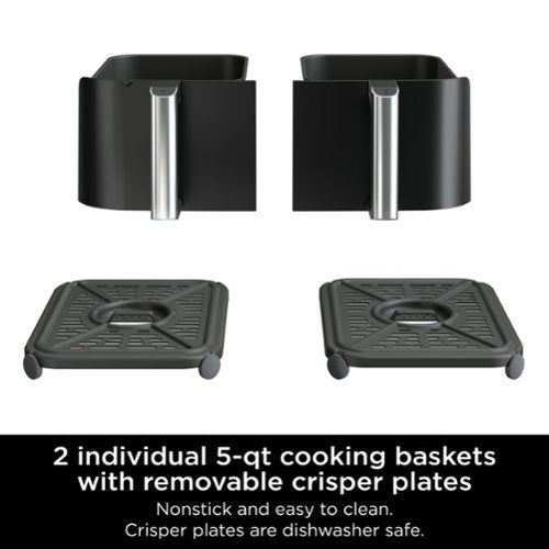 Ninja - Foodi 6-in-1 10-qt. XL 2-Basket Air Fryer with DualZone Technology & Smart Cook System - Black
