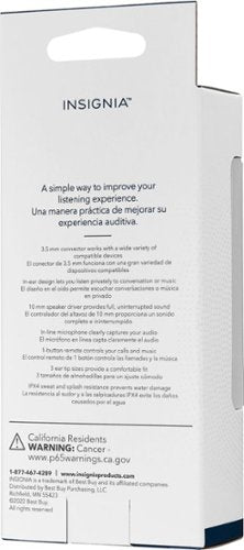 Insignia™ - 3.5 mm Wired Earbud Headphone - Black