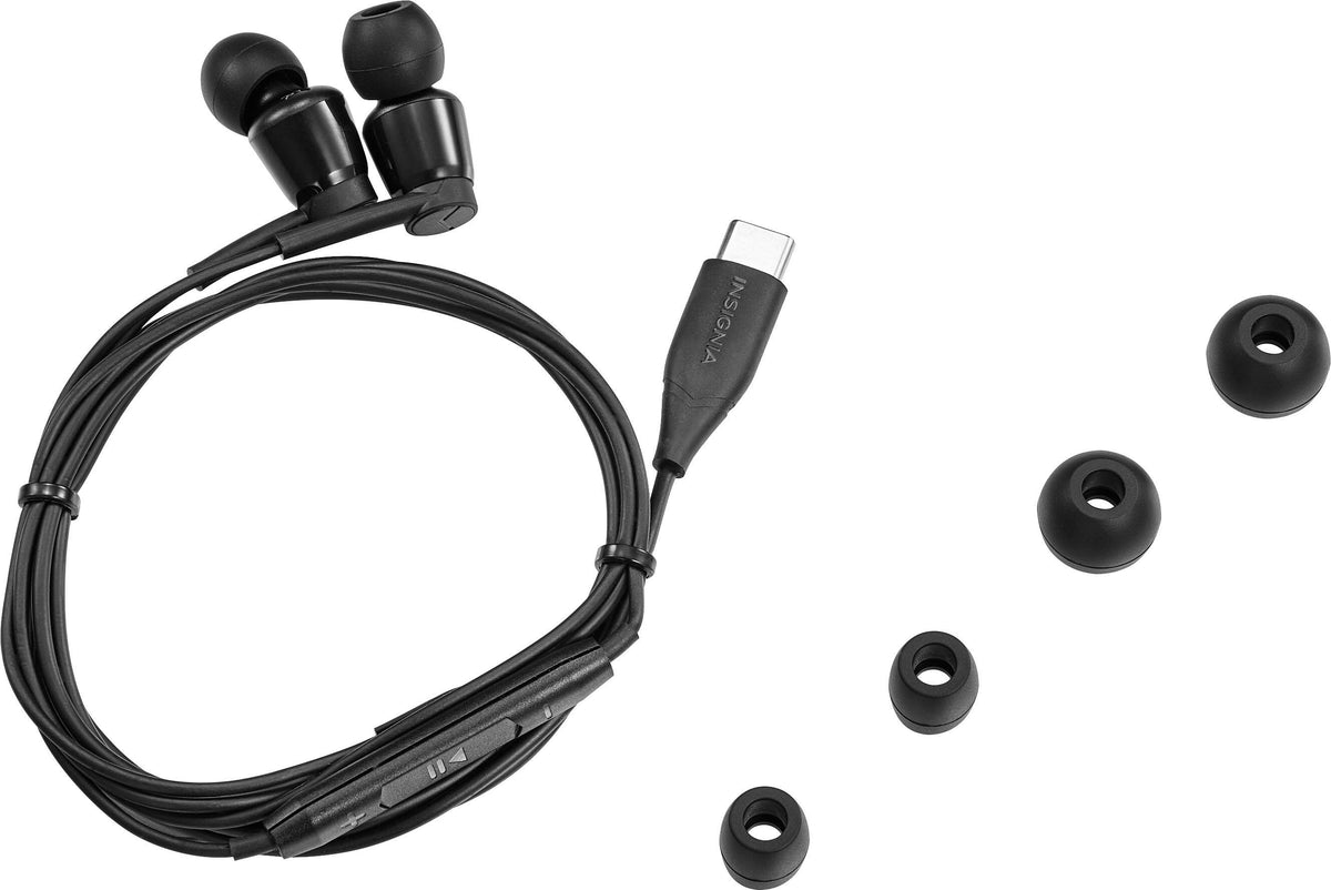 Insignia™ - USB-C Wired Earbud Headphone - Black