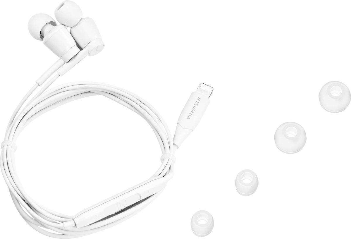 Insignia™ - Lightning Wired Earbud Headphones - White