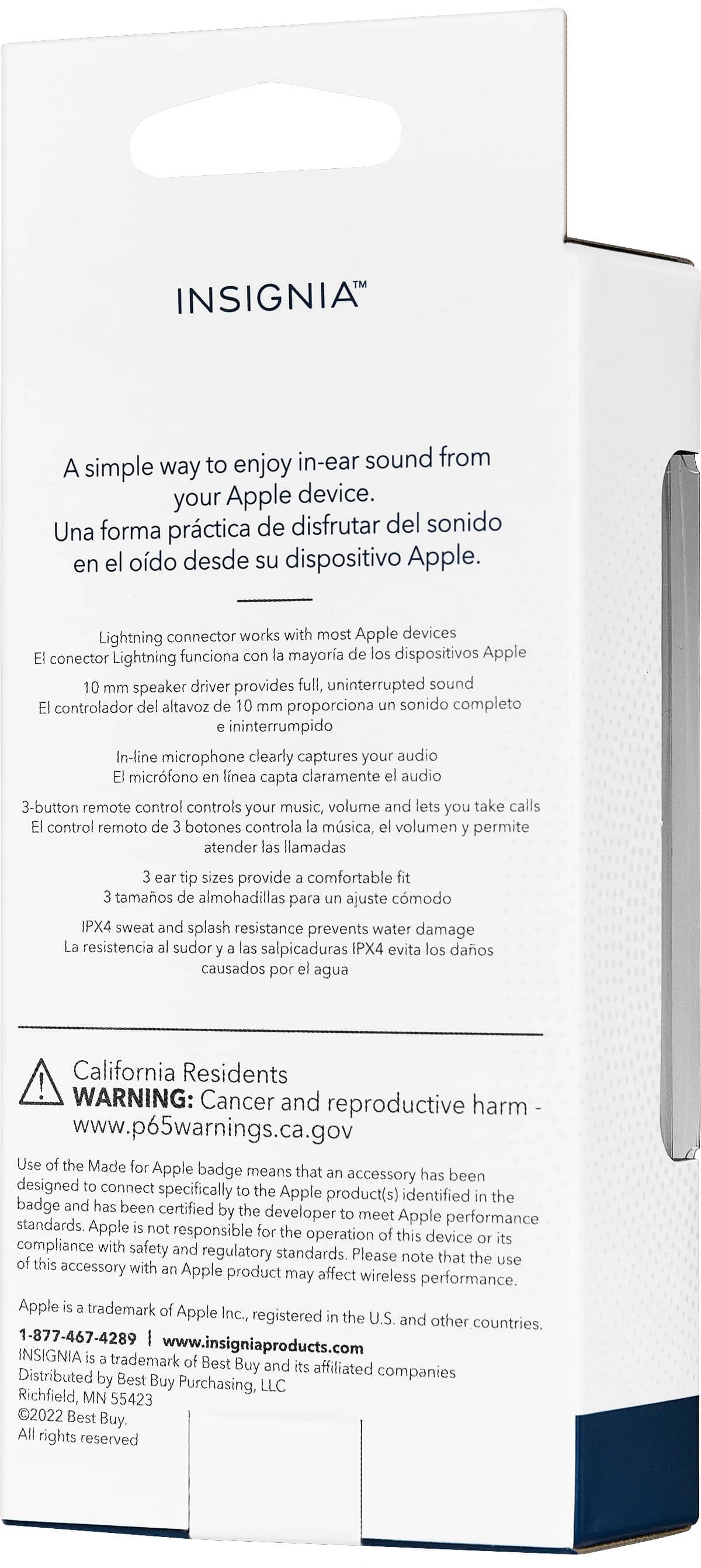 Insignia™ - Lightning Wired Earbud Headphones - White