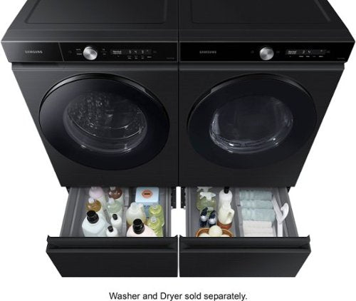 Samsung - Bespoke 27-in Laundry Pedestal with Storage Drawer - Brushed Black