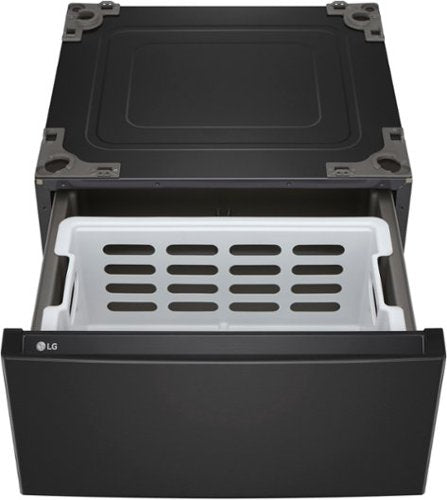 27-in Wide Laundry Pedestal with Storage Drawer for select LG Stackable Washers and Dryers - Black Steel