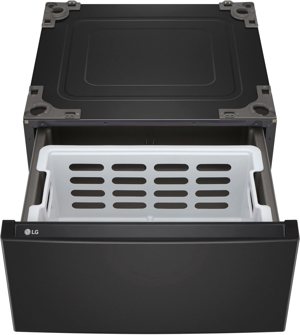 27-in Wide Laundry Pedestal with Storage Drawer for select LG Stackable Washers and Dryers - Black Steel