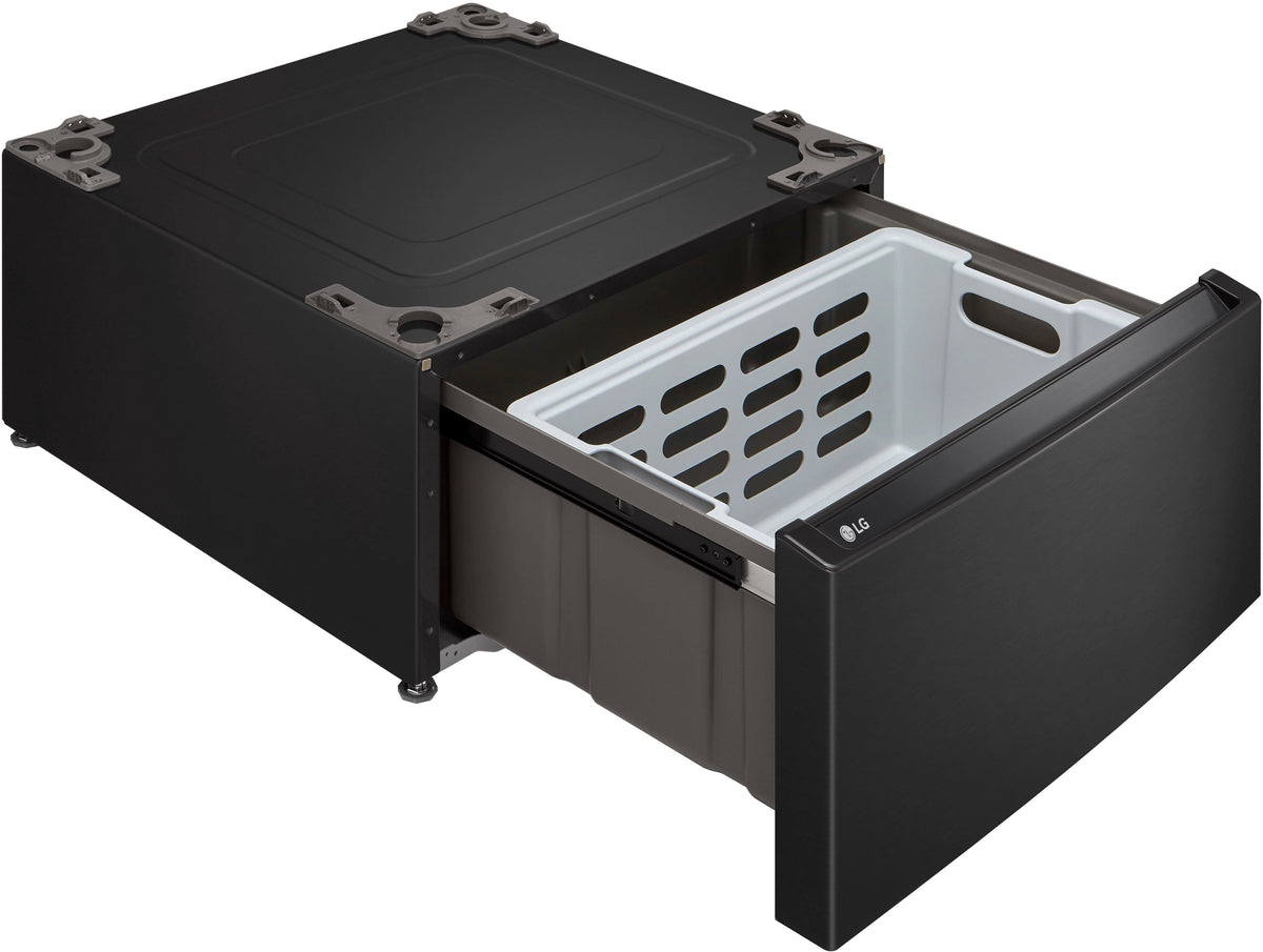 27-in Wide Laundry Pedestal with Storage Drawer for select LG Stackable Washers and Dryers - Black Steel