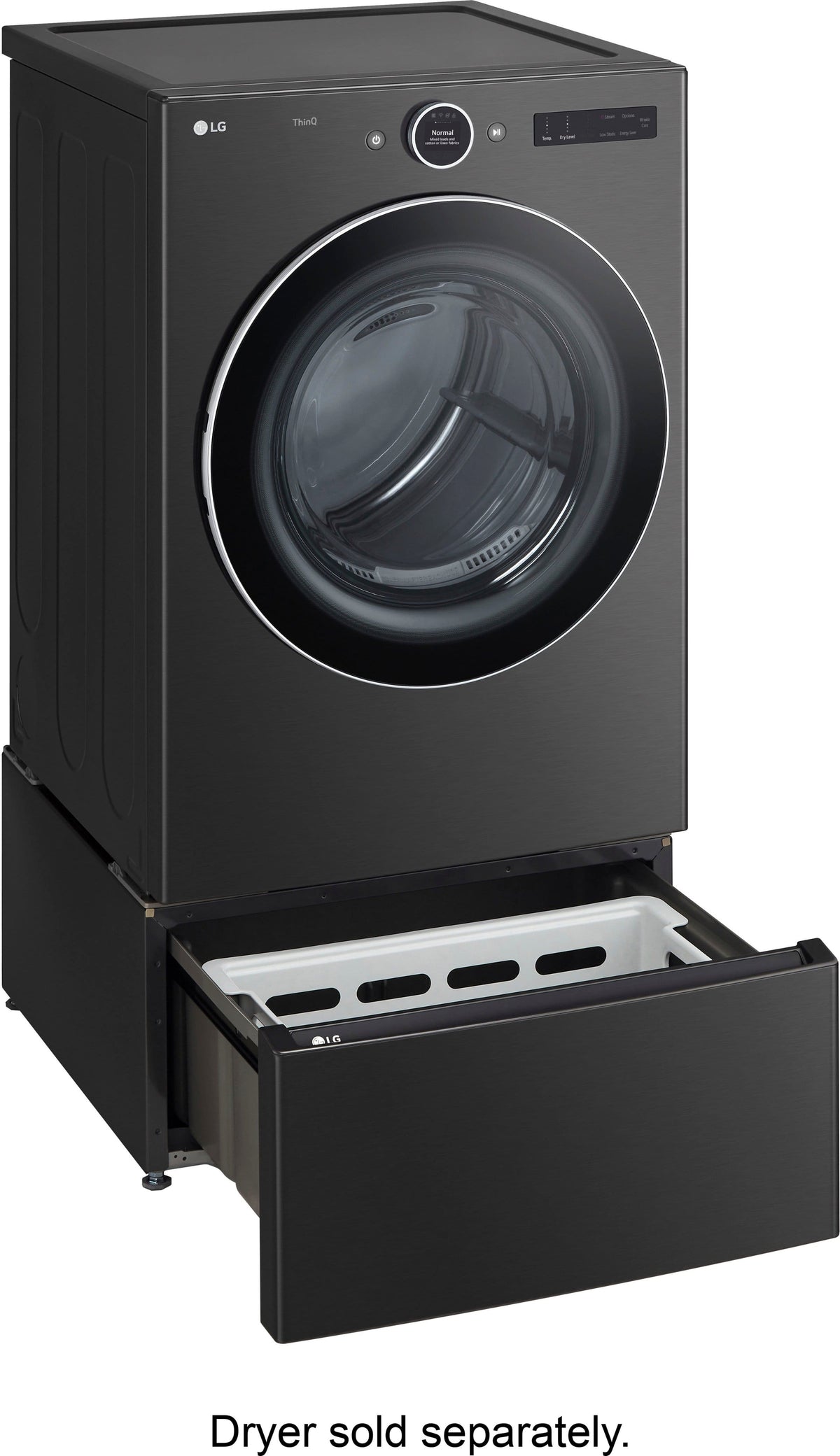 27-in Wide Laundry Pedestal with Storage Drawer for select LG Stackable Washers and Dryers - Black Steel