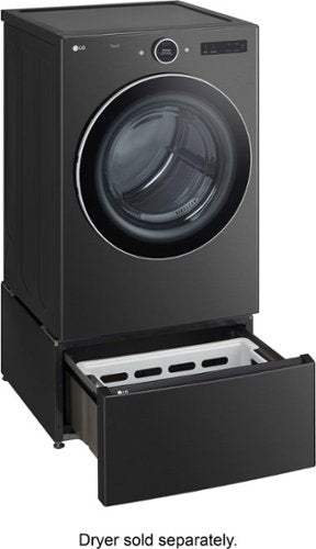 27-in Wide Laundry Pedestal with Storage Drawer for select LG Stackable Washers and Dryers - Black Steel