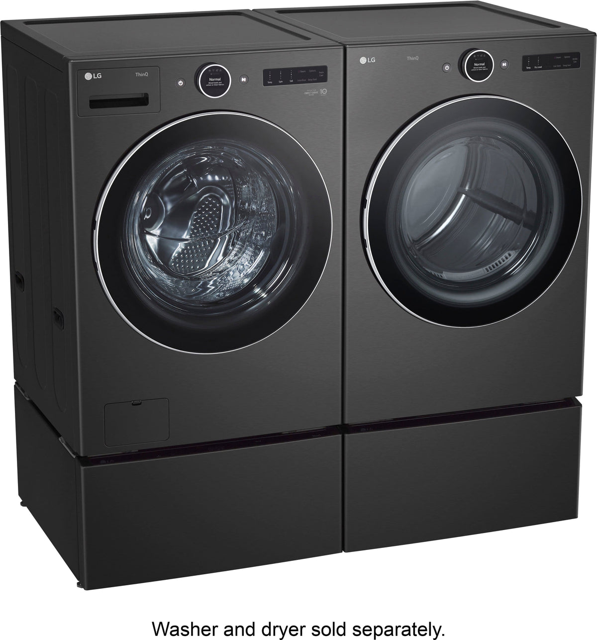 27-in Wide Laundry Pedestal with Storage Drawer for select LG Stackable Washers and Dryers - Black Steel