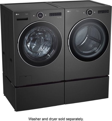 27-in Wide Laundry Pedestal with Storage Drawer for select LG Stackable Washers and Dryers - Black Steel