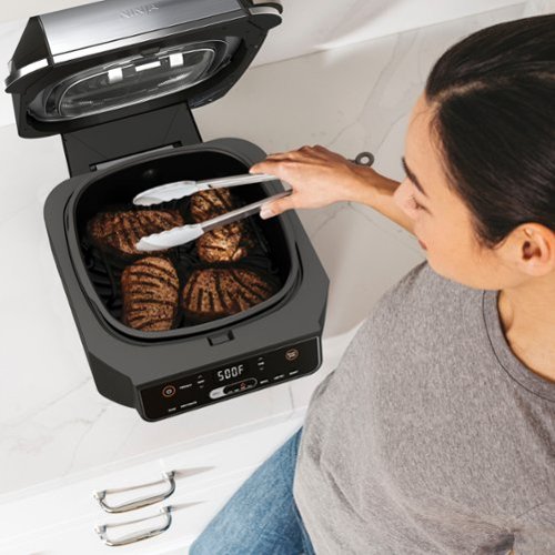 Ninja - Foodi 6-in-1 Countertop Indoor Grill with 4-quart Air Fryer, Roast, Bake, Broil, Dehydrate - Stainless Steel